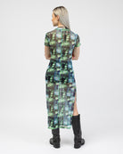 Mesh Maxikleid mit Print