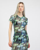 Mesh Maxikleid mit Print