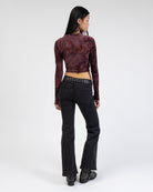 Langarmshirt mit Blumenprint aus Samt