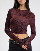 Langarmshirt mit Blumenprint aus Samt