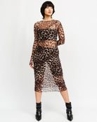 Mesh Langarmkleid mit Leoprint - Broke + Schön