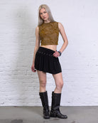 Top mit floralem Print aus Samt