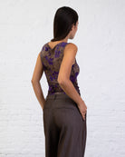 Samtiges Boatneck Top mit Blumenprint