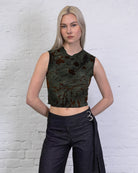 Top mit Blumenprint aus Samt