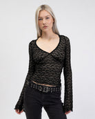 Elegantes Spitzenlangarmshirt