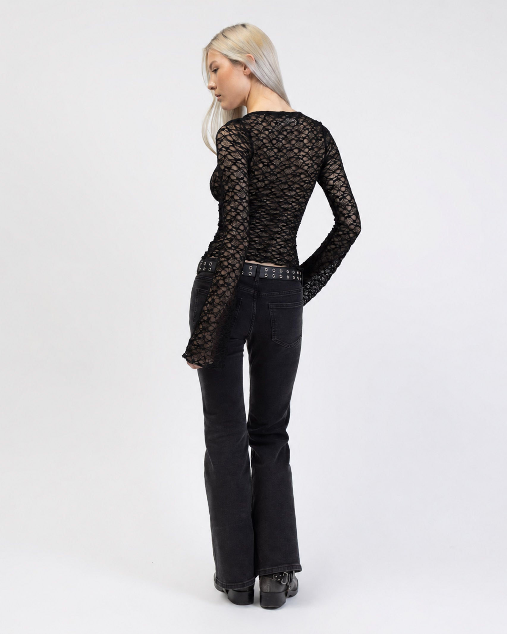 Elegantes Spitzenlangarmshirt