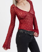 Elegantes Spitzenlangarmshirt