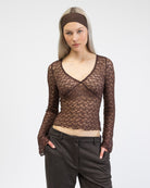 Elegantes Spitzenlangarmshirt