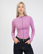 Langarmshirt mit Nahtdetails und Streifen