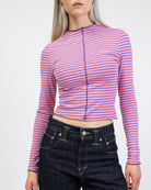 Langarmshirt mit Nahtdetails und Streifen