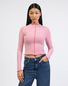 Langarmshirt mit Nahtdetails und Streifen