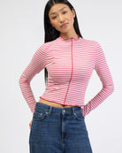 Langarmshirt mit Nahtdetails und Streifen