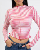 Langarmshirt mit Nahtdetails und Streifen