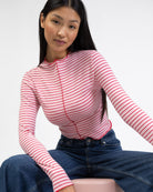 Langarmshirt mit Nahtdetails und Streifen