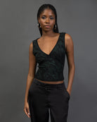 Top mit glitzerndem Marmormuster