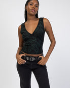 Top mit glitzerndem Marmormuster