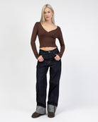 Basic Langarmshirt mit V-Ausschnitt