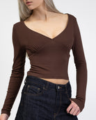 Basic Langarmshirt mit V-Ausschnitt