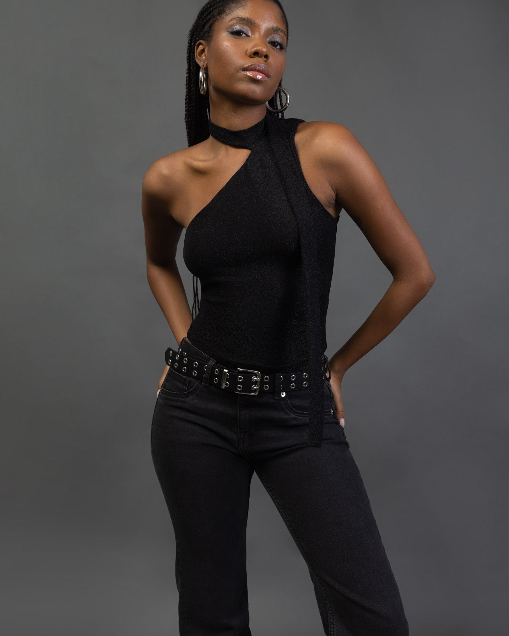 One Shoulder Top mit Schal