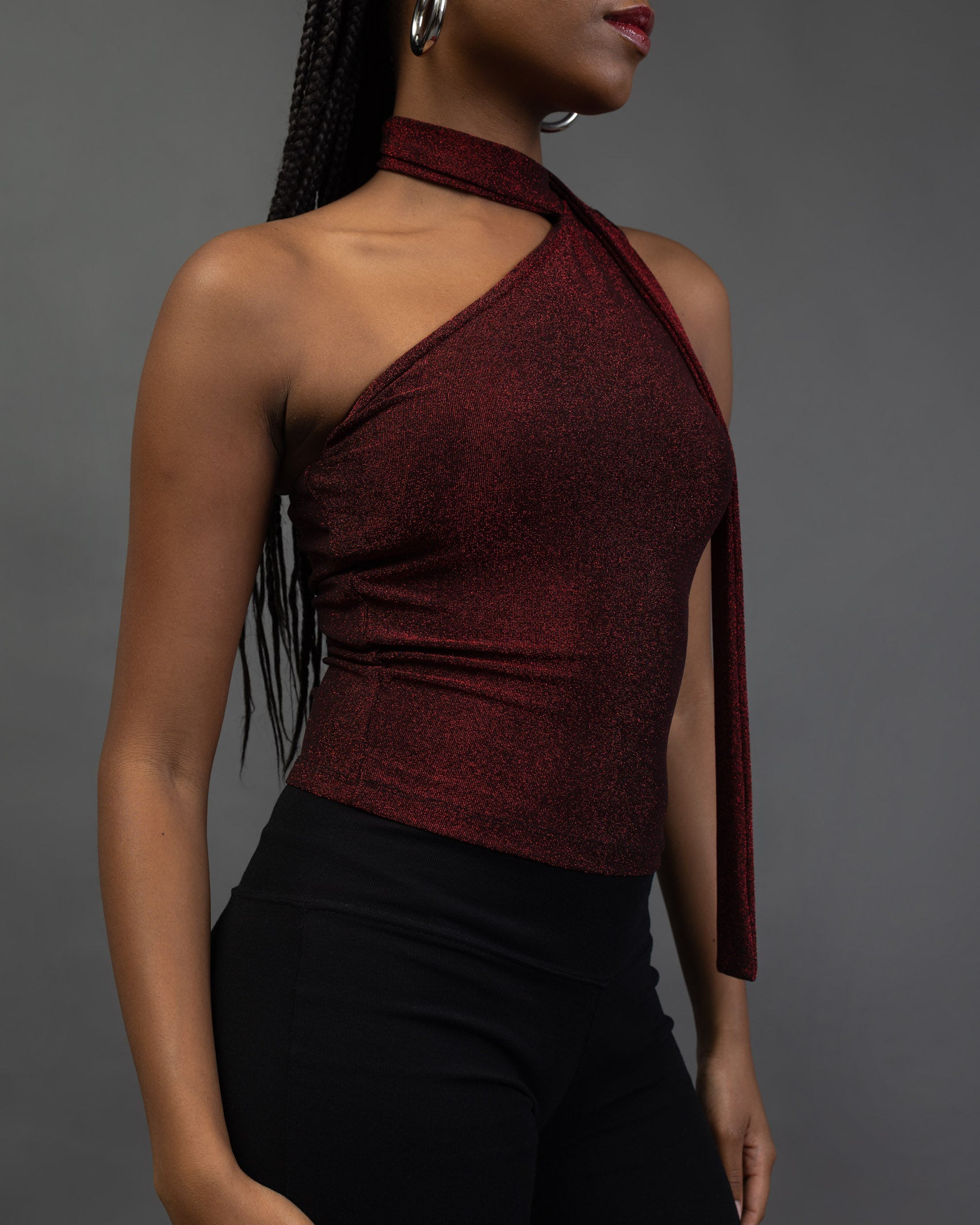 One Shoulder Top mit Schal