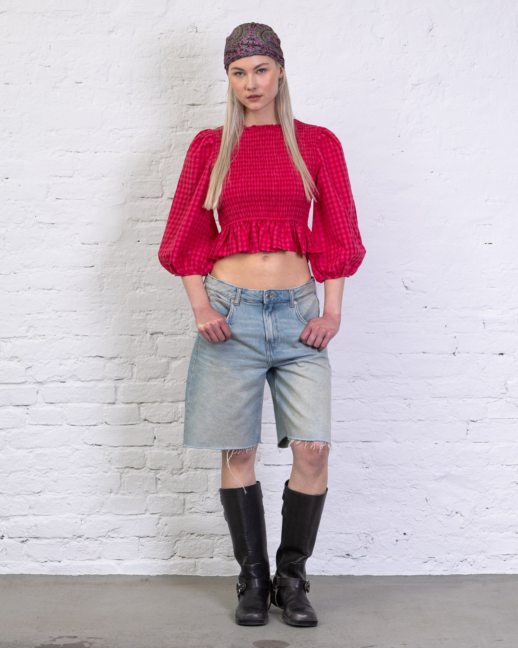 Crop Bluse mit Peplum
