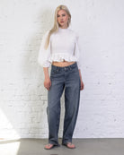 Crop Bluse mit Peplum