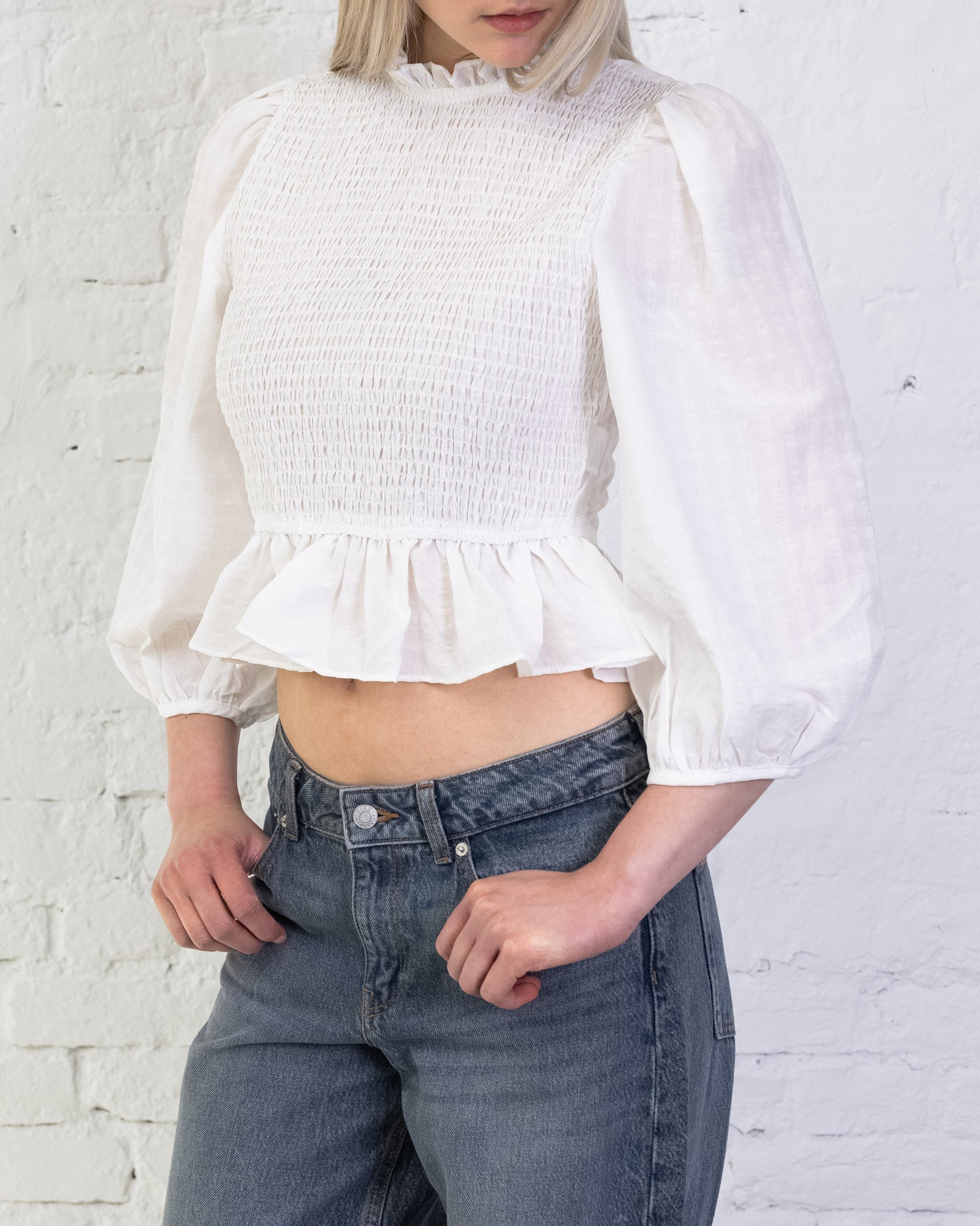 Crop Bluse mit Peplum