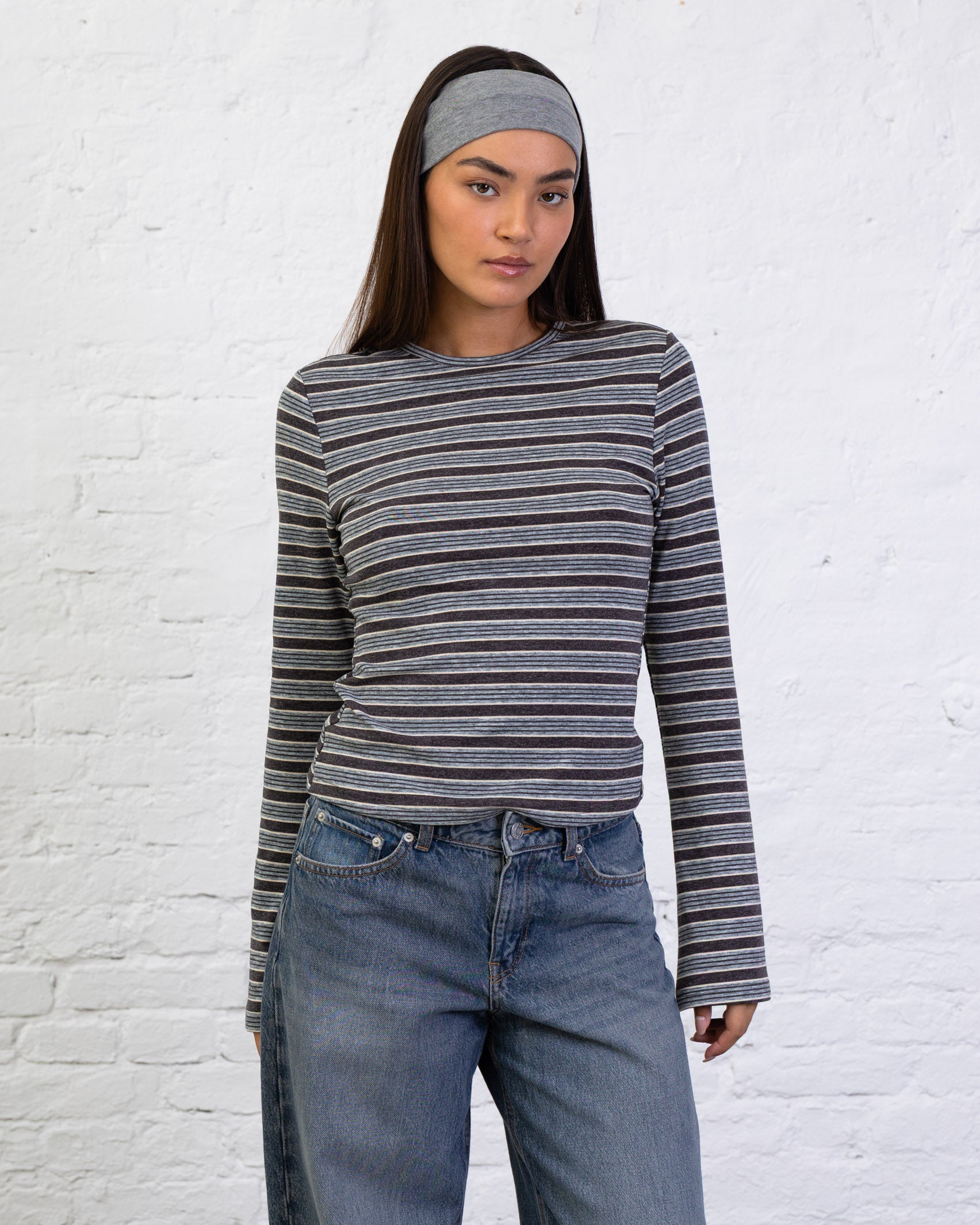 Langarmshirt mit Streifenmix