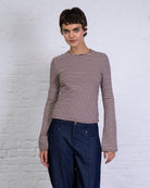 Gestreiftes Longshirt mit Trompetenärmeln