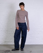 Gestreiftes Longshirt mit Trompetenärmeln