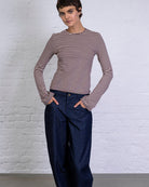 Gestreiftes Longshirt mit Trompetenärmeln