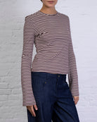 Gestreiftes Longshirt mit Trompetenärmeln