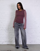 Gestreiftes Langarmshirt mit Farbmix