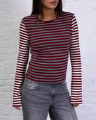 Gestreiftes Langarmshirt mit Farbmix