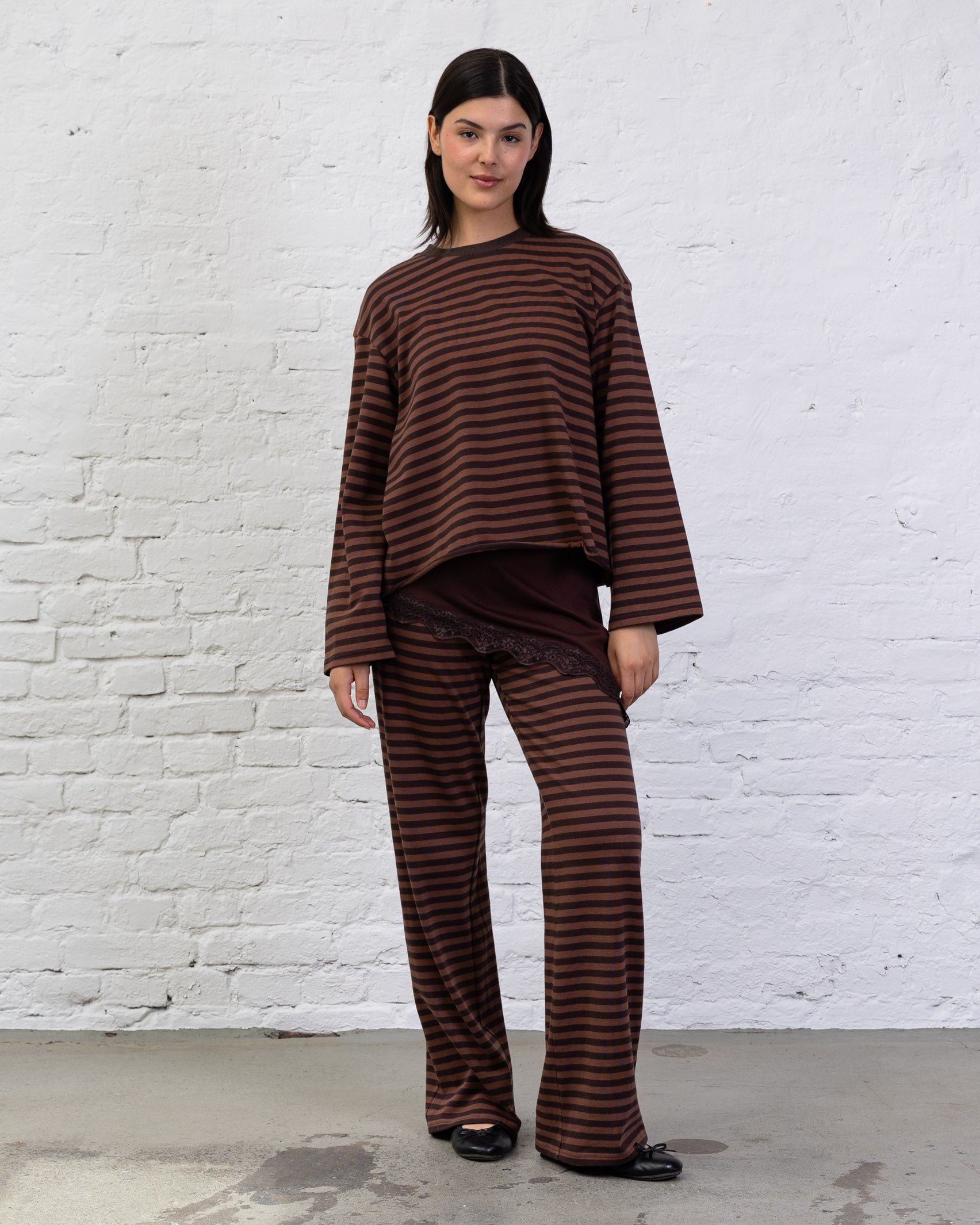 Oversize Langarmshirt mit Streifen