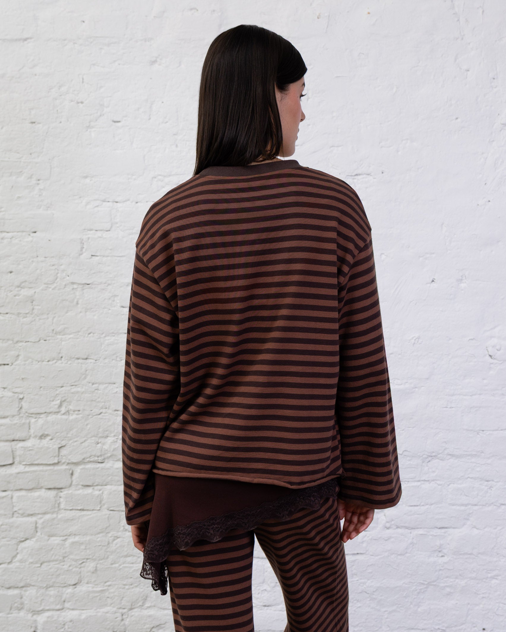 Oversize Langarmshirt mit Streifen