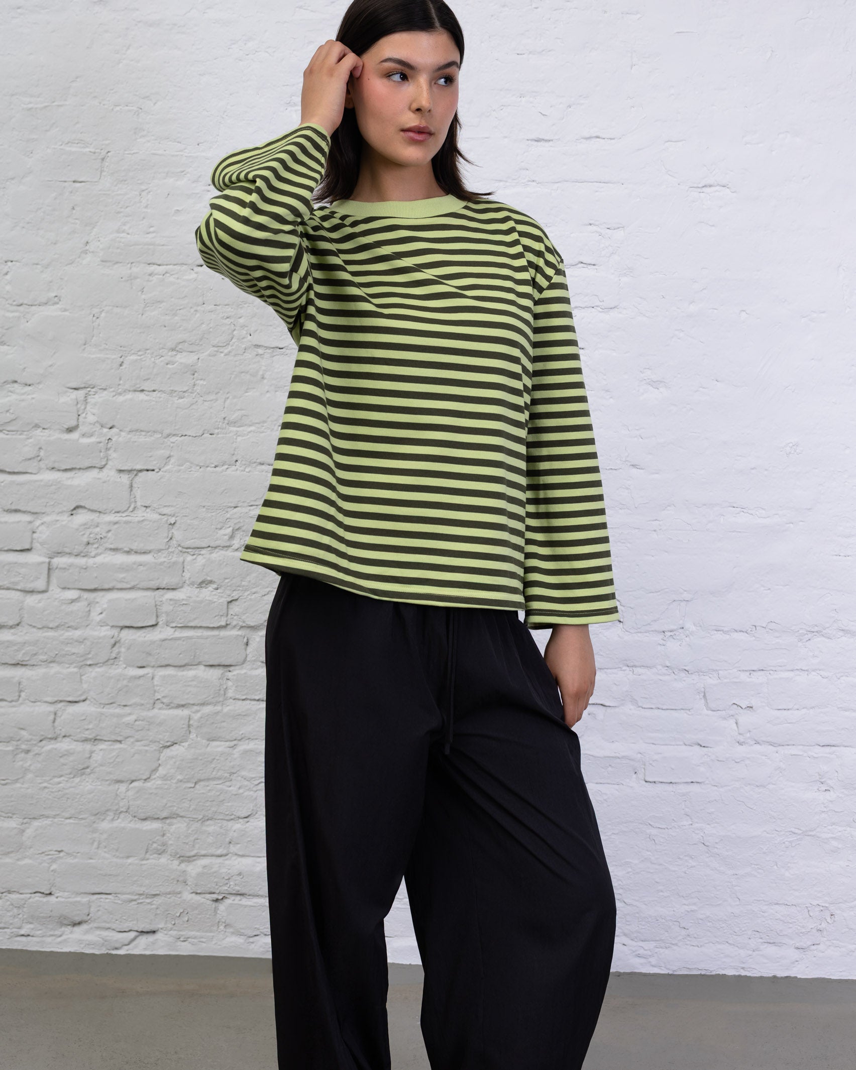 Gestreiftes Oversize Langarmshirt