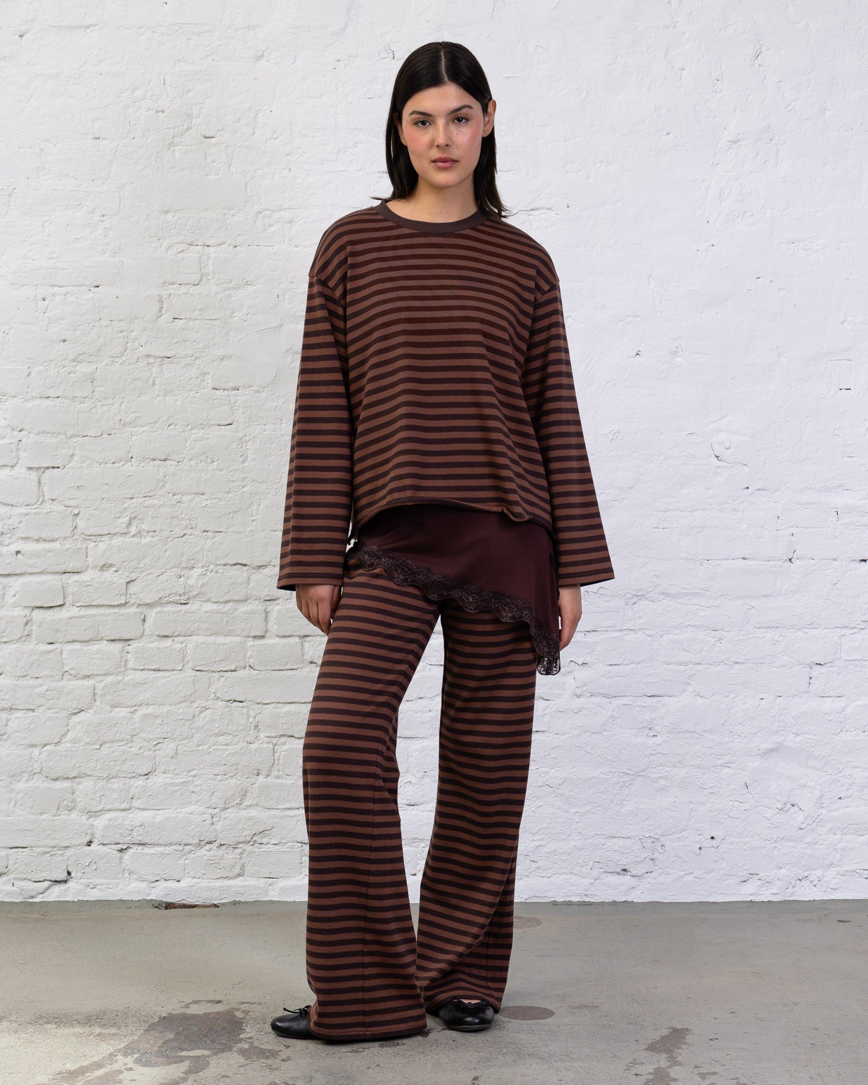 Sweatstoff Hose mit Streifen