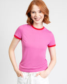 Basic T-Shirt mit abgesetzten Farben