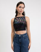 Basic Top mit holografischem Giraffenprint