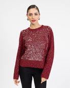 Schimmernder Strickpullover mit Paillettendetails