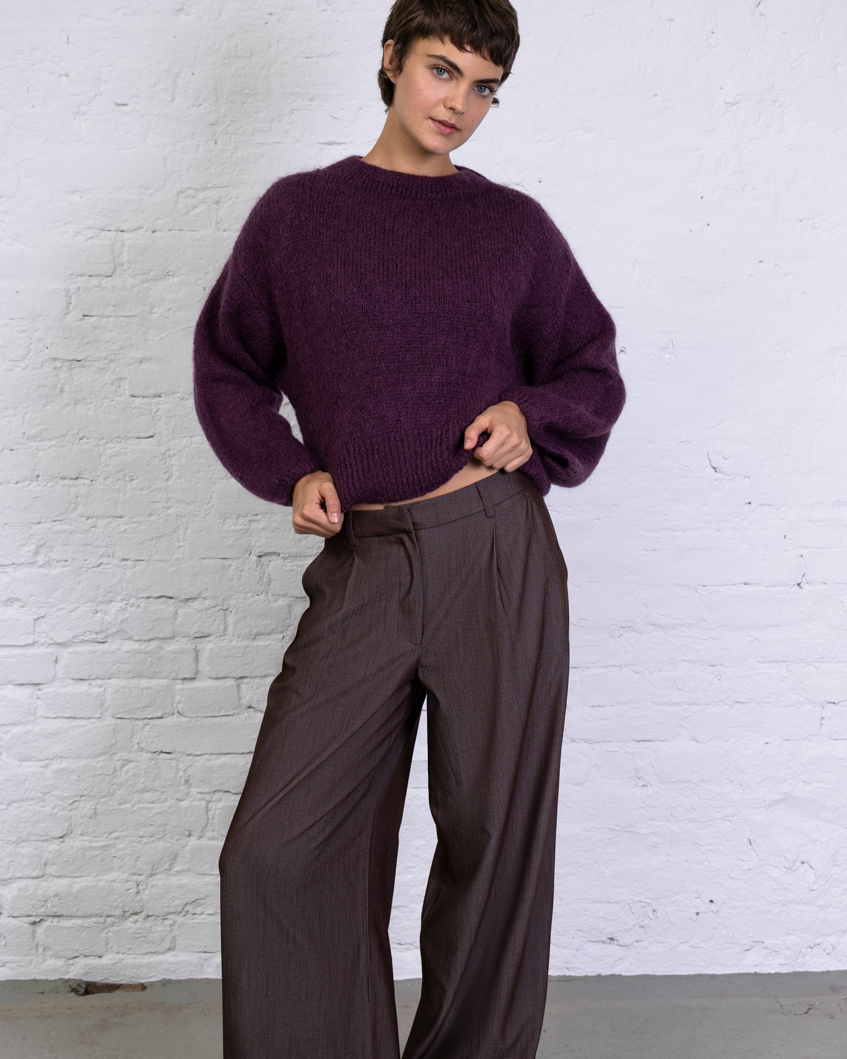Klassischer Strickpullover mit weiten Ärmeln