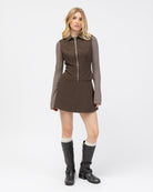 Wickelrock aus Viskose mit Bindedetail kombiniert mit passender Bluse