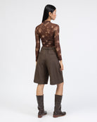 Langarm Mesh Body mit abstrakten Muster von hinten