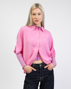Weite Kurzarm Bluse von vorne