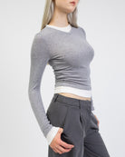 Langarmshirt mit Layering-Effektim Detail