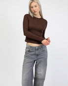 Langarmshirt mit Rundhalsausschnitt von vorne