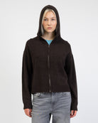 Strickjacke mit Kapuze von vorne