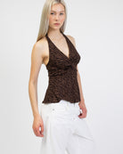 Neckholder-Top mit Strukturmuster von vorne