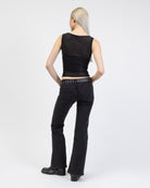 Transparentes Top mit U-Boot Ausschnitt von hinten